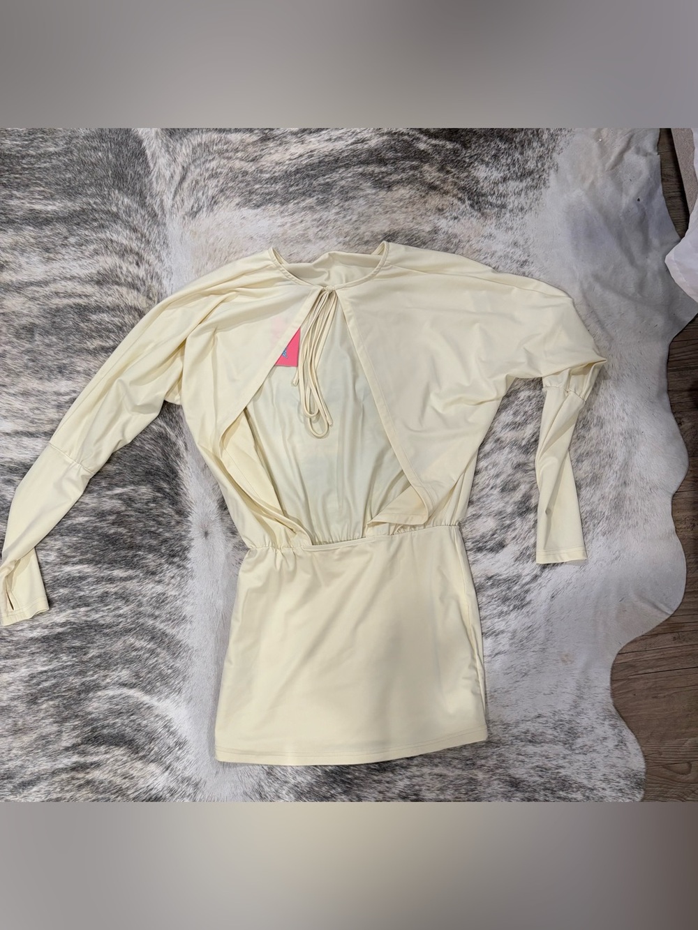 Edikted Cream Long-Sleeve Swim Cover-Up Dress